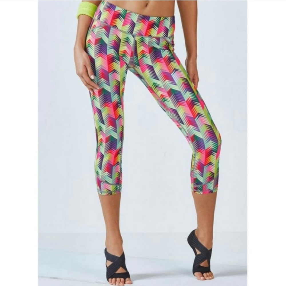 Fabletics Colorful Geometric Print Crop Leggings L - image 1